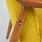 Vintage original armchair , 1960s, fully restored, yellow fabric, teak