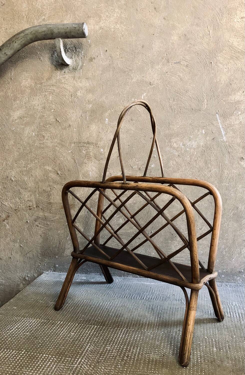 Vintage rattan magazine rack