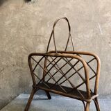 Vintage rattan magazine rack