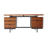 Mahogany veneer desk by Pierre Guariche for Minvielle, 1950s