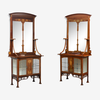 Unique pair of art nouveau cabinets
