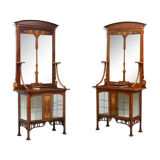 Unique pair of art nouveau cabinets