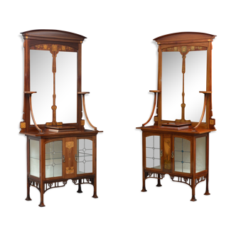 Unique pair of art nouveau cabinets