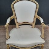 White lacquered armchair Louis XV style
