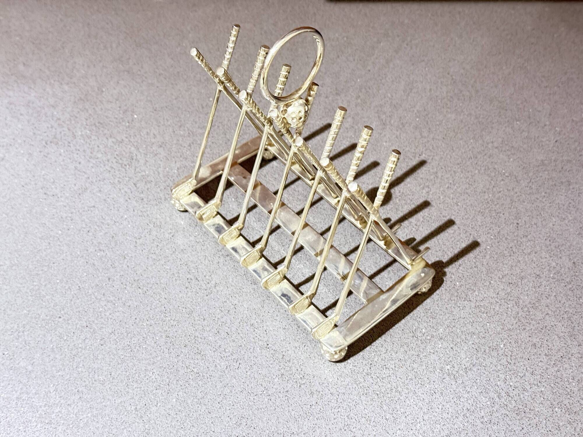 Art Deco Silver Plated Golf Ball and Club Toast Rack – Vintage Luxury Tableware