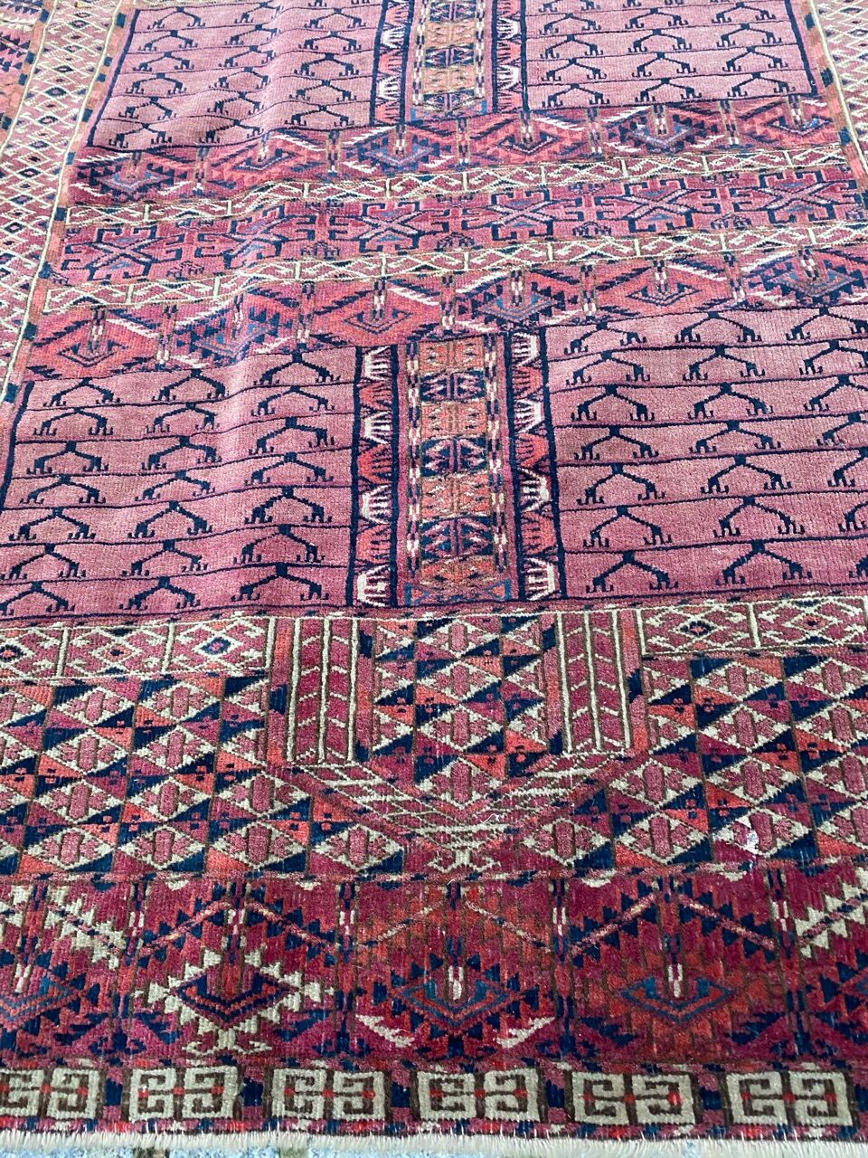 Ancient Turkmen Afghan Hatchlou handmade carpet 133x133 cm