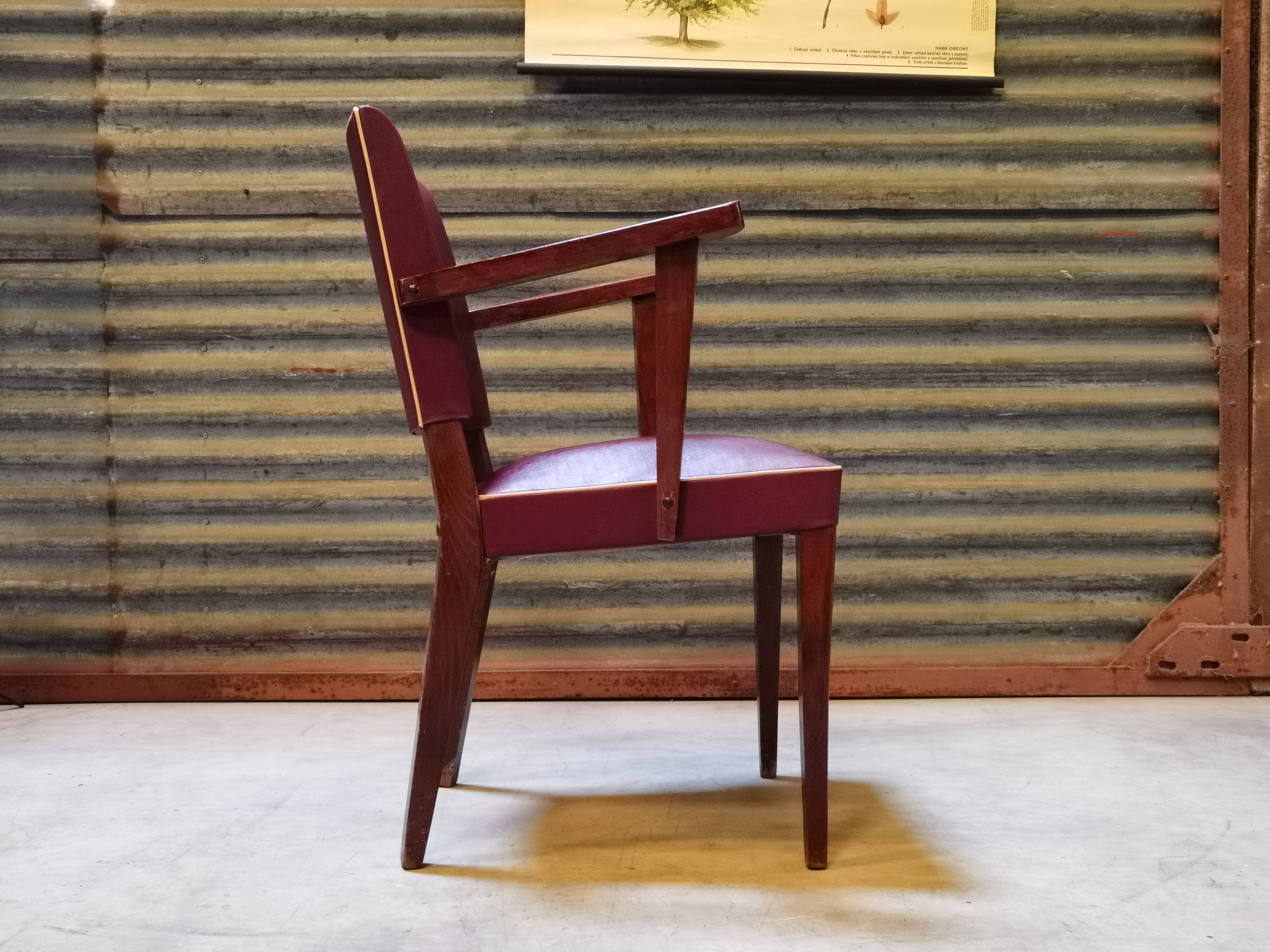 Fauteuil Bridge Stella 1950 bordeaux
