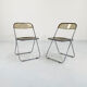 Set of 2 Plia chairs smoked by Giancarlo Piretti for Castelli, 1960