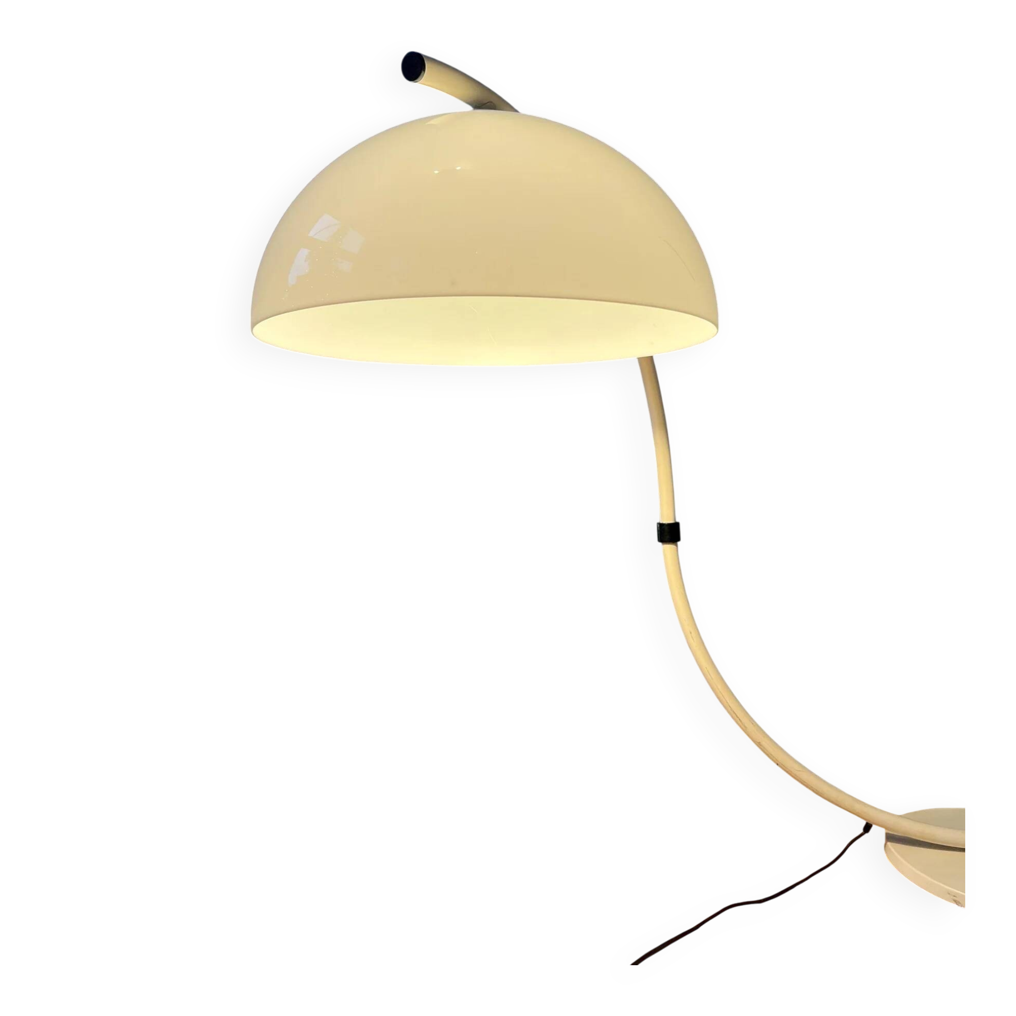 White mid-century Dijkstra flexible snake mushroom floor lamp