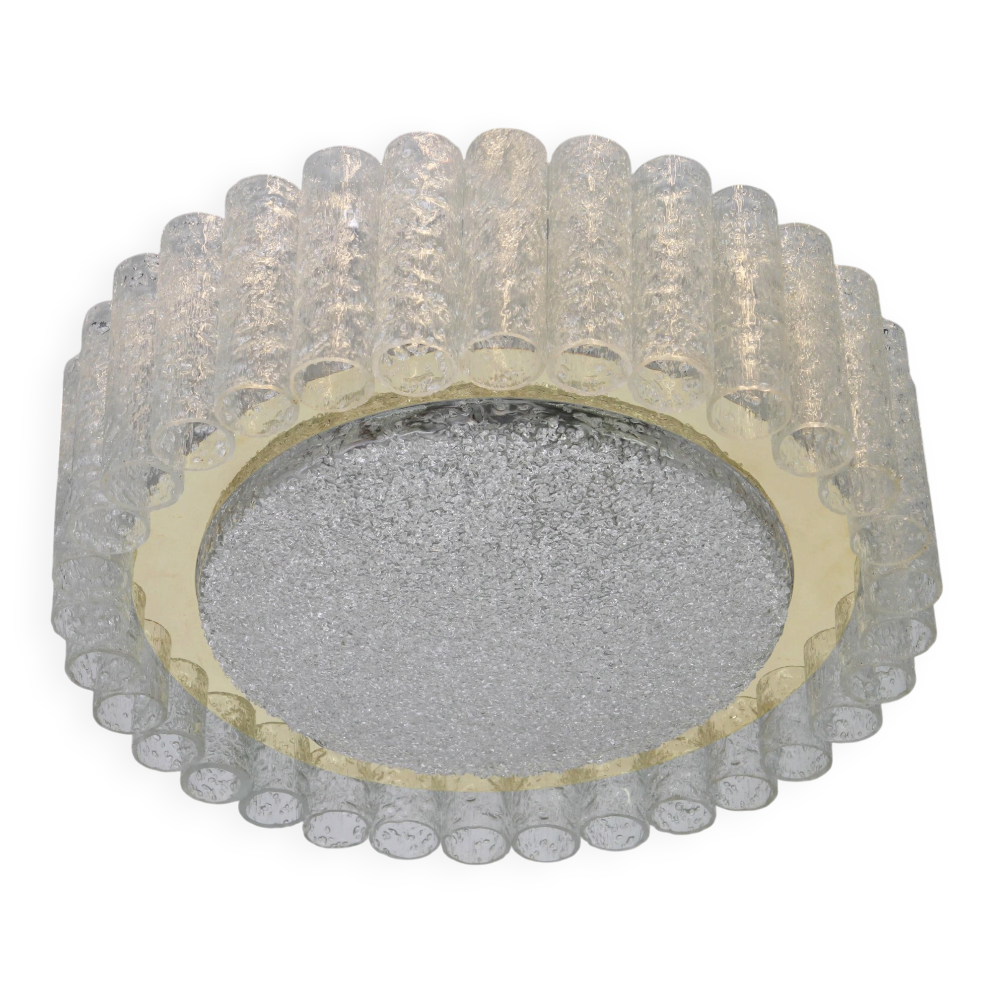 Doria suspension in Murano glass tubes with brass surround, Germany, 1960s.