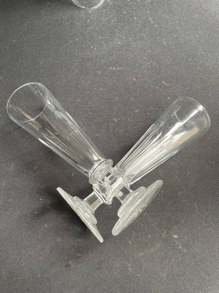 6 Baccarat/Saint Louis champagne flutes - Mid 19th century