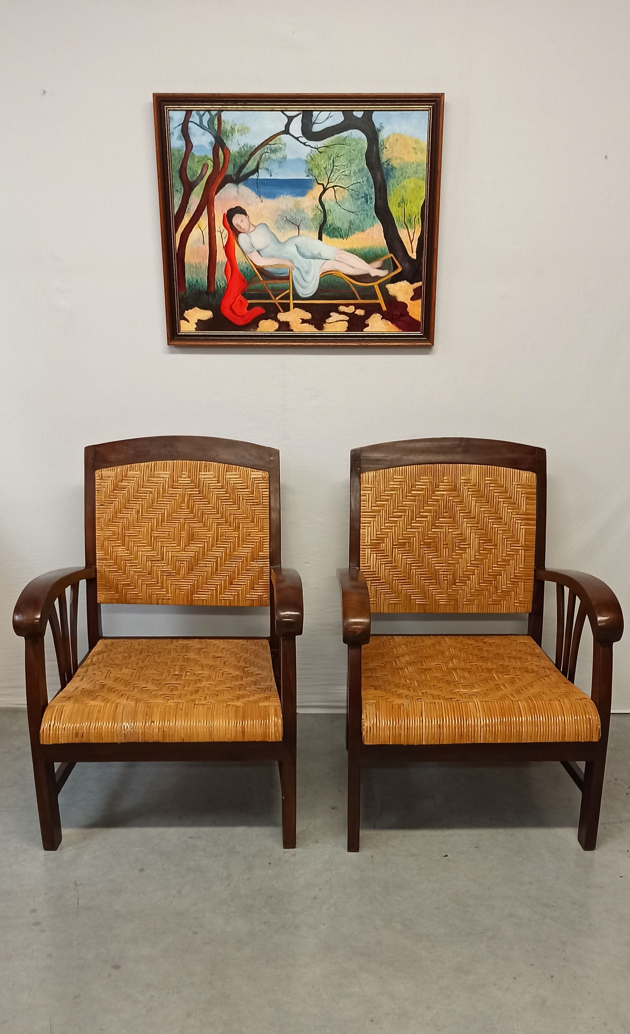 Pair of colonial style armchairs