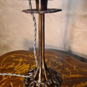 bronze Art Nouveau lamp tulip glass paste signed Lumieres de la Ville 40