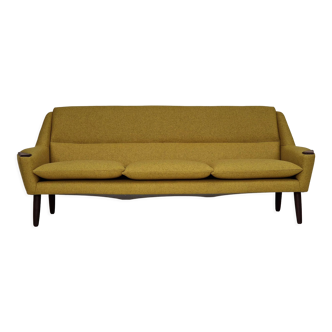 1970s, Danish 3-seater sofa, completely reupholstered, furniture wool