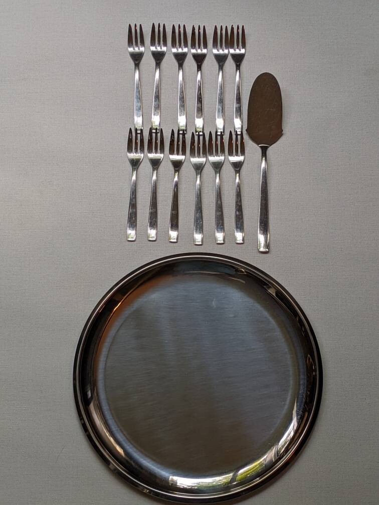 Morinox Stainless Steel Cake Serving Tray with Forks Set