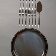 Morinox Stainless Steel Cake Serving Tray with Forks Set