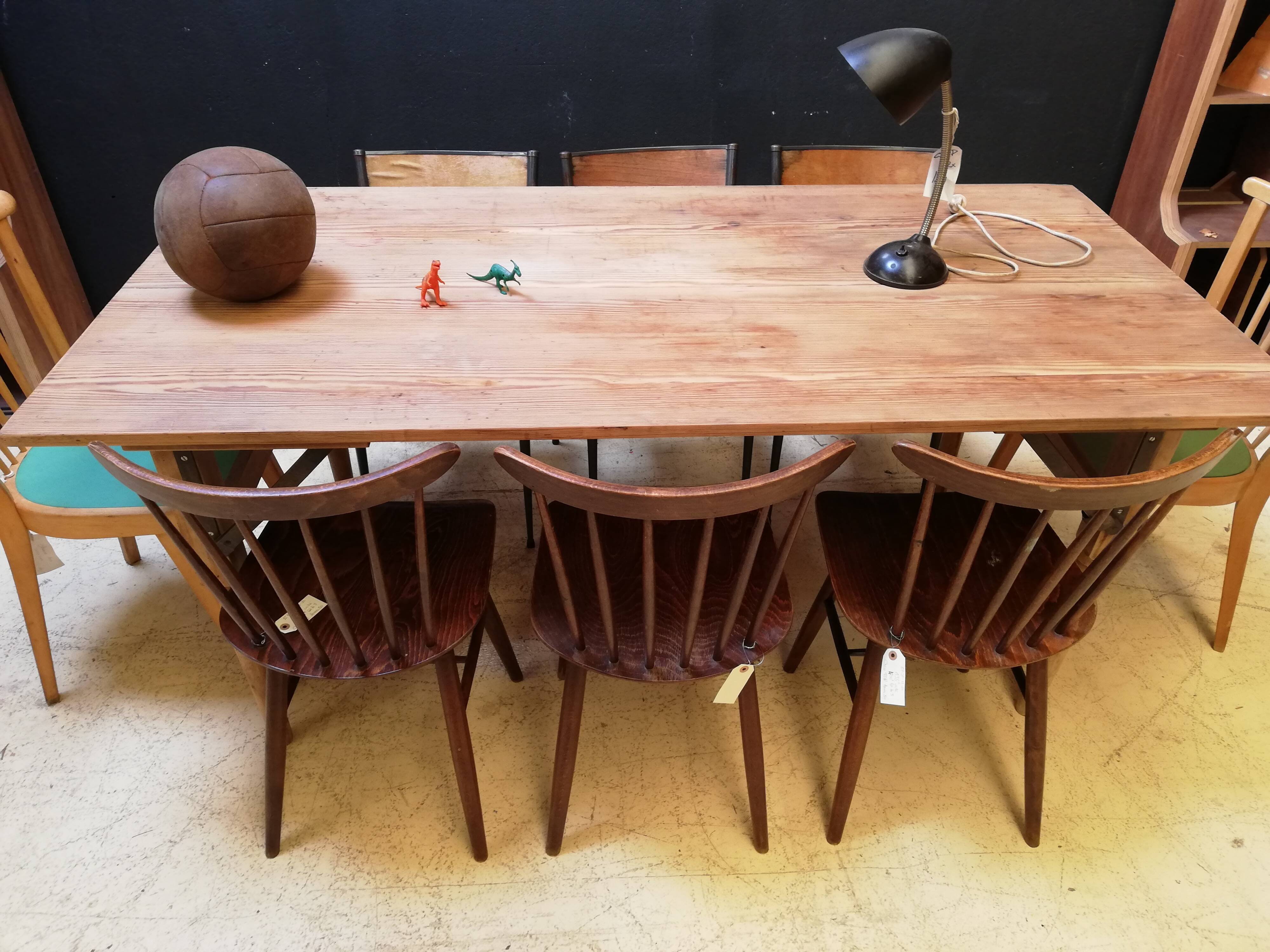 Folding table in wood brewery-guinguette, 6/8 cutlery