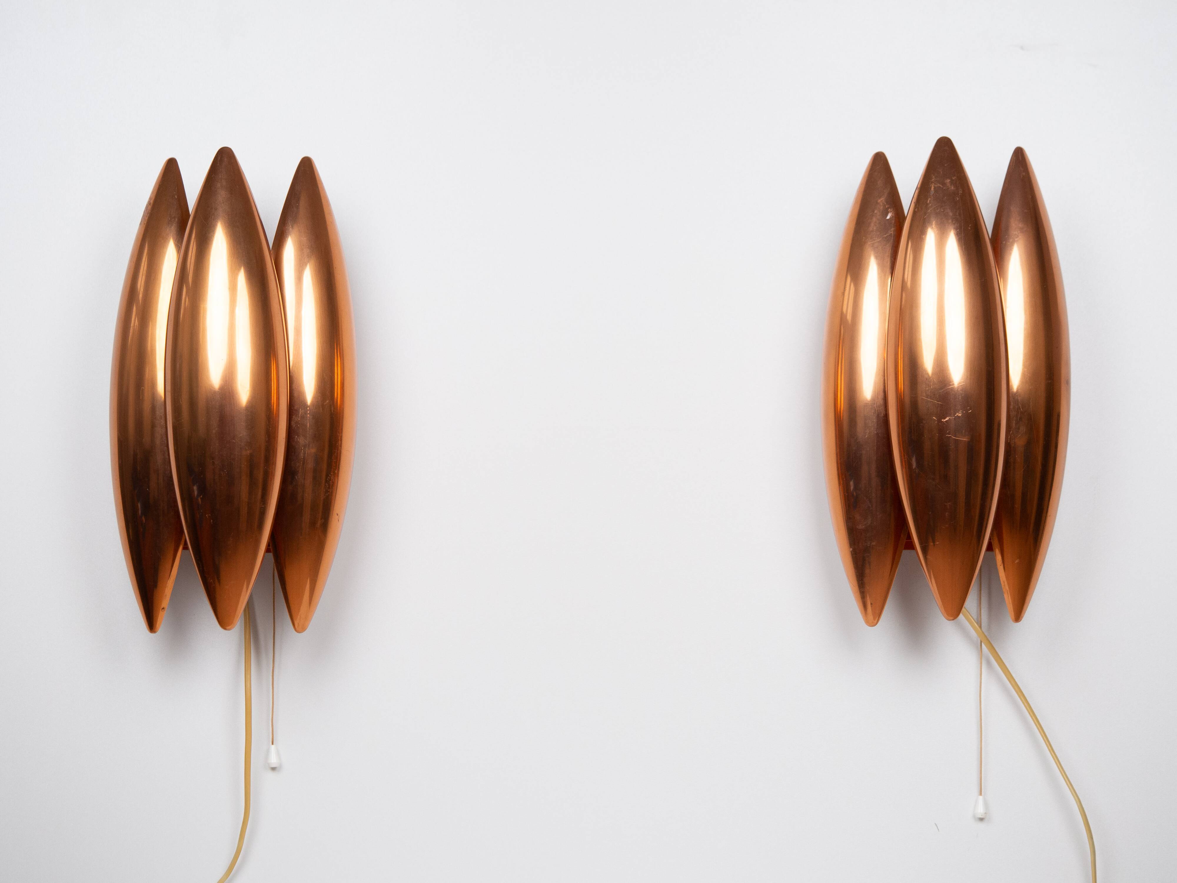 Pair of 2 Danish vintage wall lamps Kastor by Jo Hammerborg, Fog og Morup