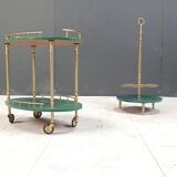 Italian Lacquered Goatskin Swan Bar Cart and wine bottle stand by Aldo Tura