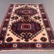 Vieux tapis turc kazak 129x91 cm vintage, rouge et bleu