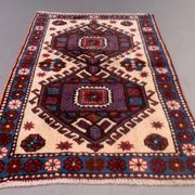 Old turkish kazak rug 129x91 cm vintage tribal carpet, red and blue large