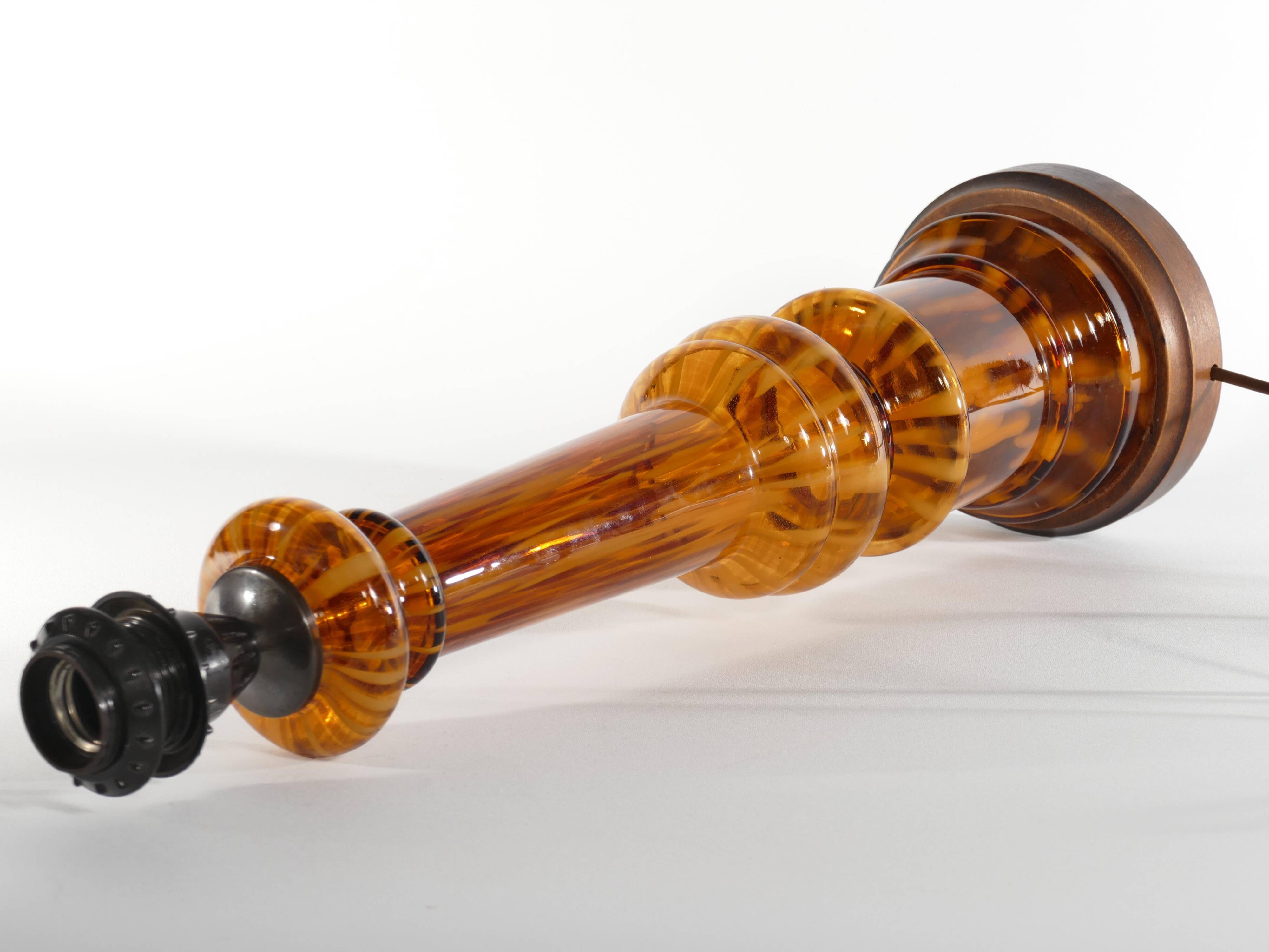 Scandinavian Modern Amber Glass Table Lamp by Miranda, 1970s