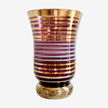 Vase Art déco décor bayadère or