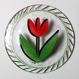 Assiette en verre Kosta Boda vintage : Tulipe rouge Design par Ulrica Hydman Vallien