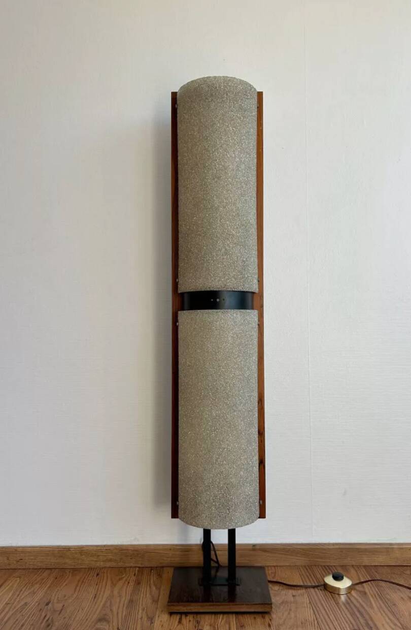 Vintage floor lamp, Rosewood and Perspex, France 1960