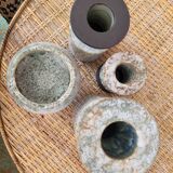 Set of 4 signed enameled vases