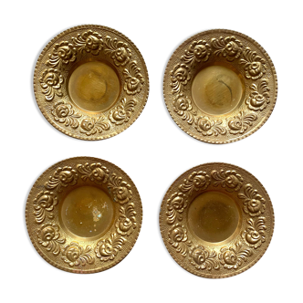 Flat, golden candle holders