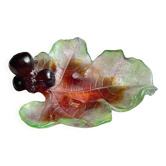 Crystal Daum glass coupe / pocket bowl with leaf and fig decoration.