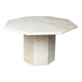 Table basse octogonale postmoderne en travertin italien, 1970