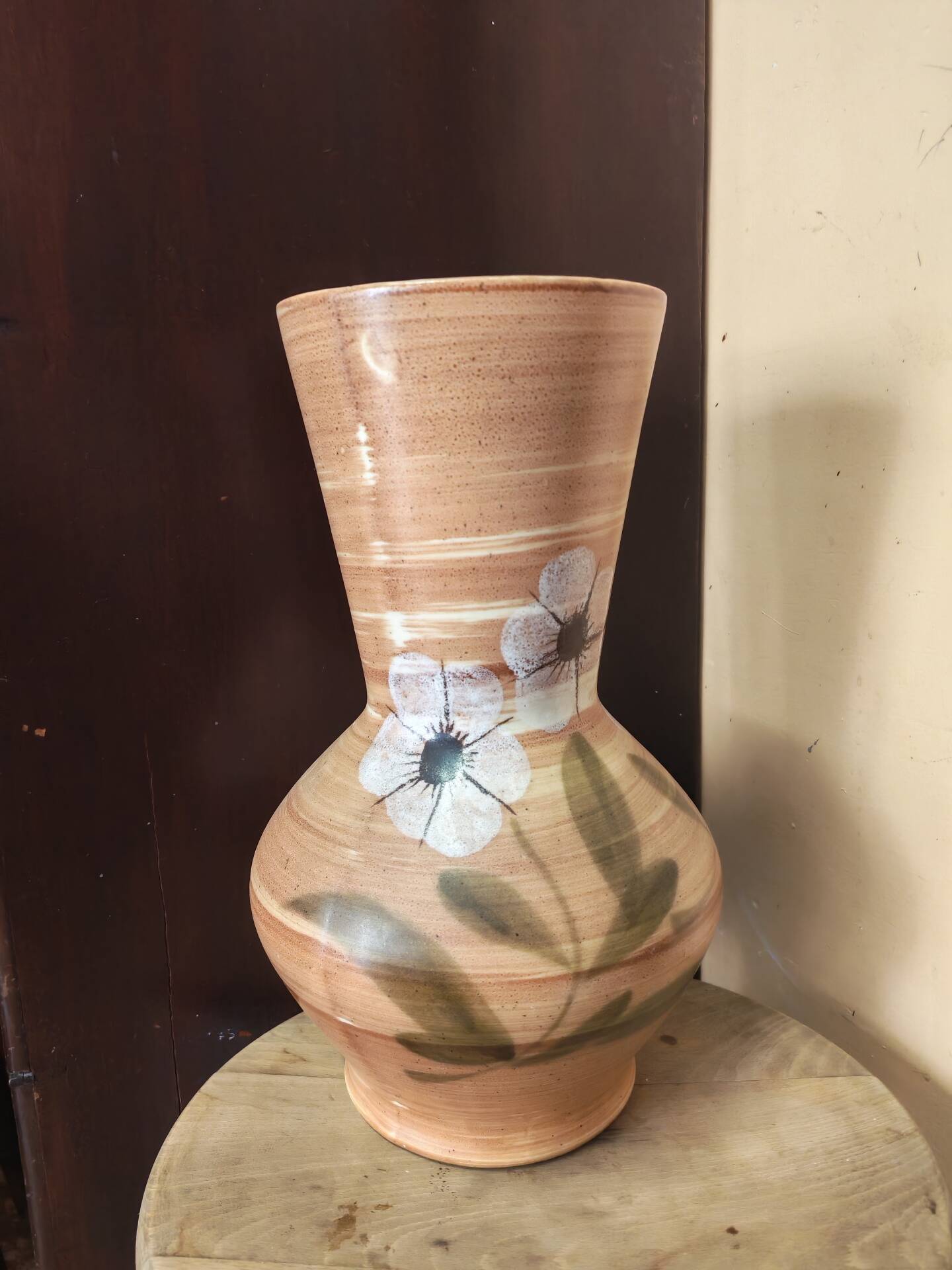 Vintage ceramic vase hand-painted St Clément 1960