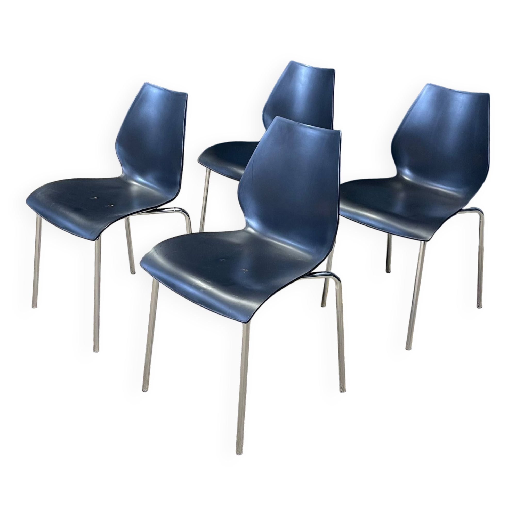 Set of 4 black dining room chairs from the 2000s