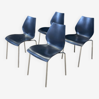 Ensemble de 4 chaises de salle à manger noires années 2000