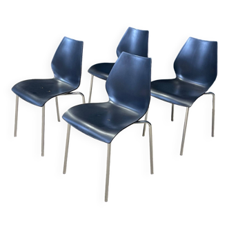 Ensemble de 4 chaises de salle à manger noires années 2000