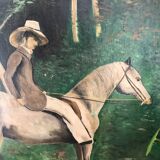 Table oil on canvas "the horse rider"