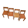 Set of 4 Chapo S24 chairs in solid wood elm and leather