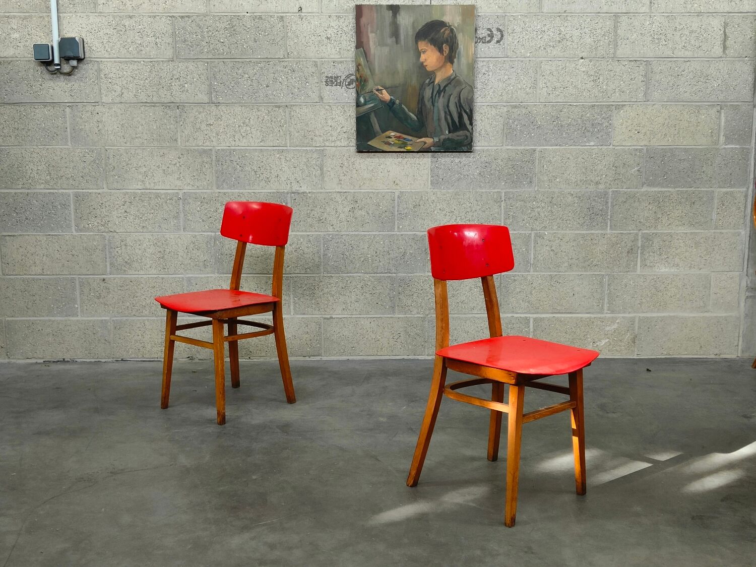 Pair of chairs TON (Thonet) red