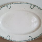 White Oval platter green patterned earthenware Ceranord