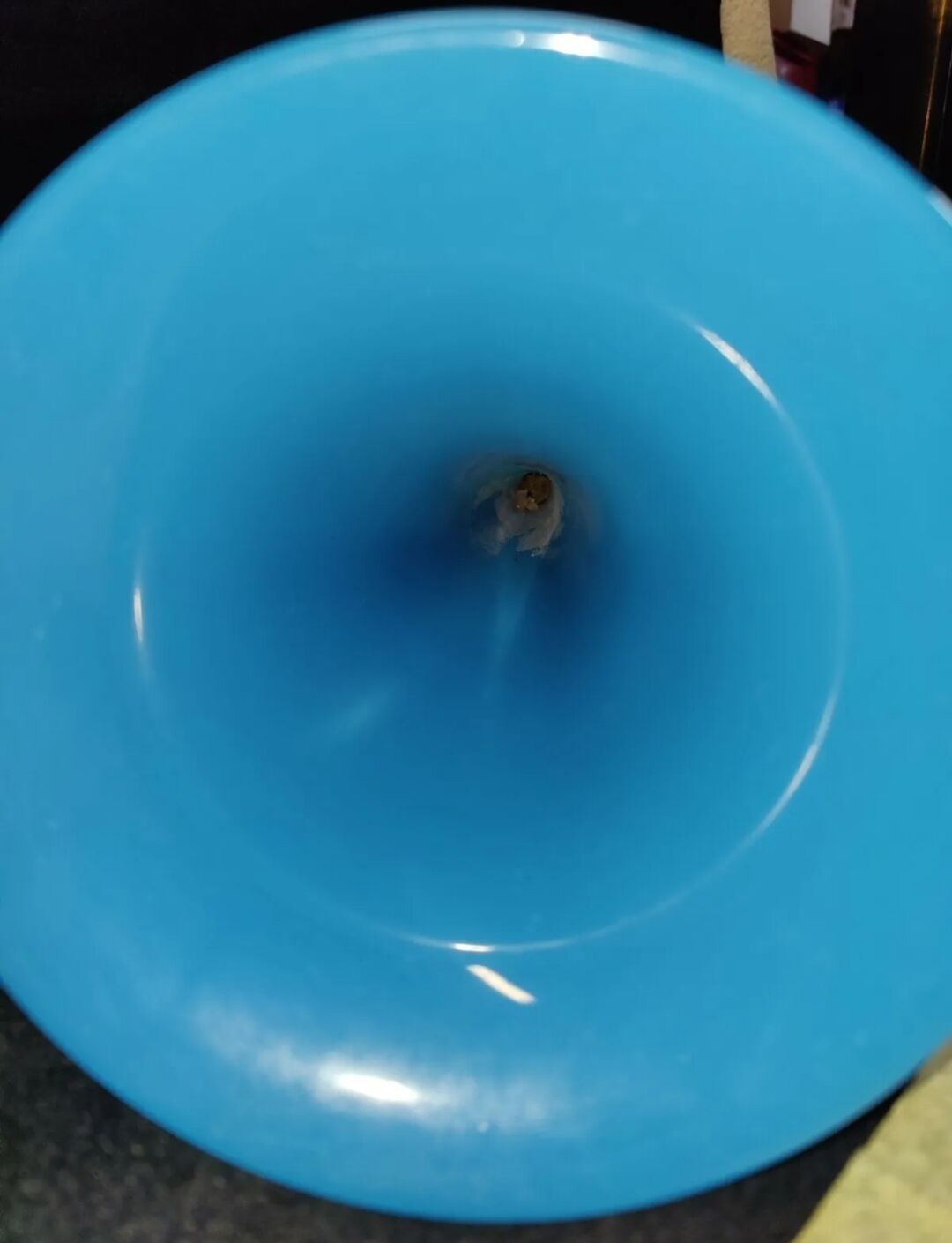 Vase cornet glass paste or faience enamelled blue soliflore