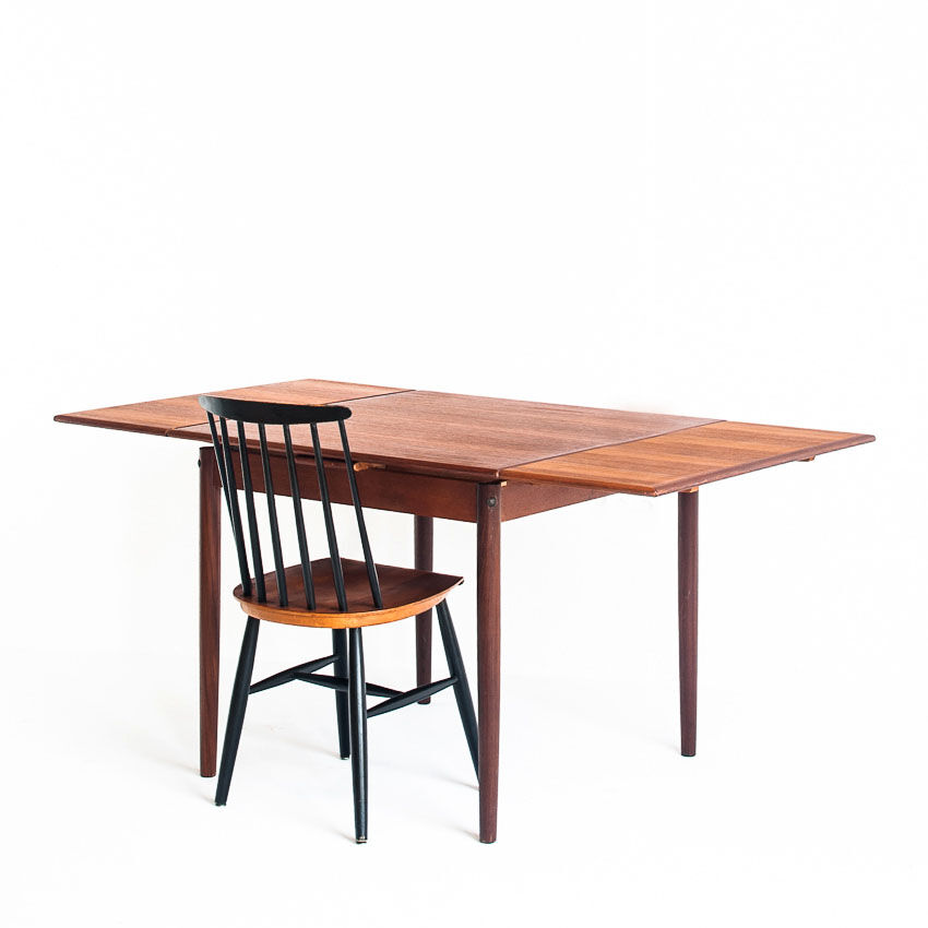 Teak dining table with Scandinavian-style extensions - France, 1960
