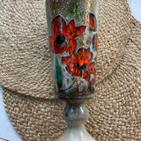 Vase on foot Vallauris with poppy pattern