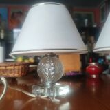 Paire de lampes en verre et chrome vers 1950