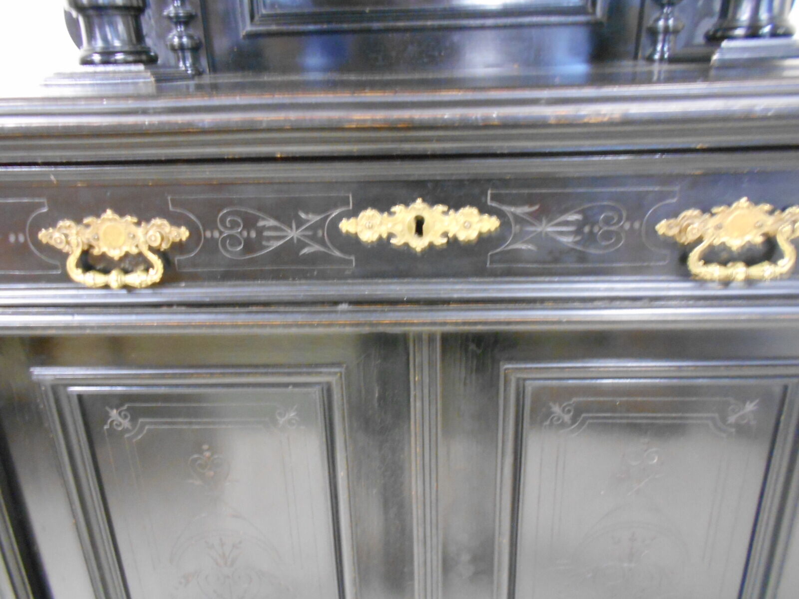 Blackened wooden buffet