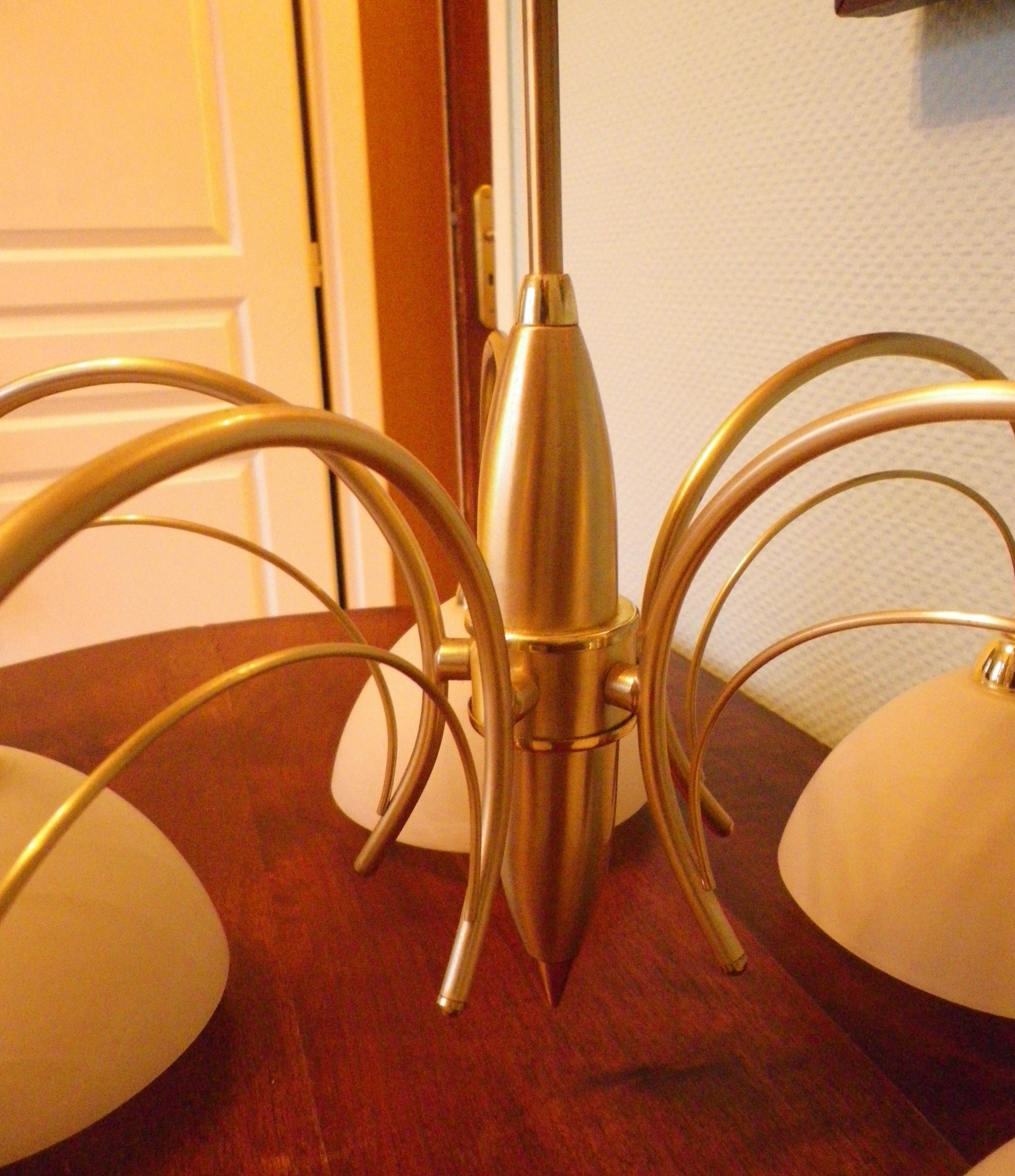 5-branched pendant light from the 70s, Honsel, Germany