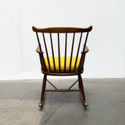 Mid-century rocking chair with new Kvadrat cushion by Børge Mogensen for FDB Møbler, 1960s.