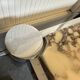 Vintage coffee table in yellow marble & metal – 1970s design – 120 ×