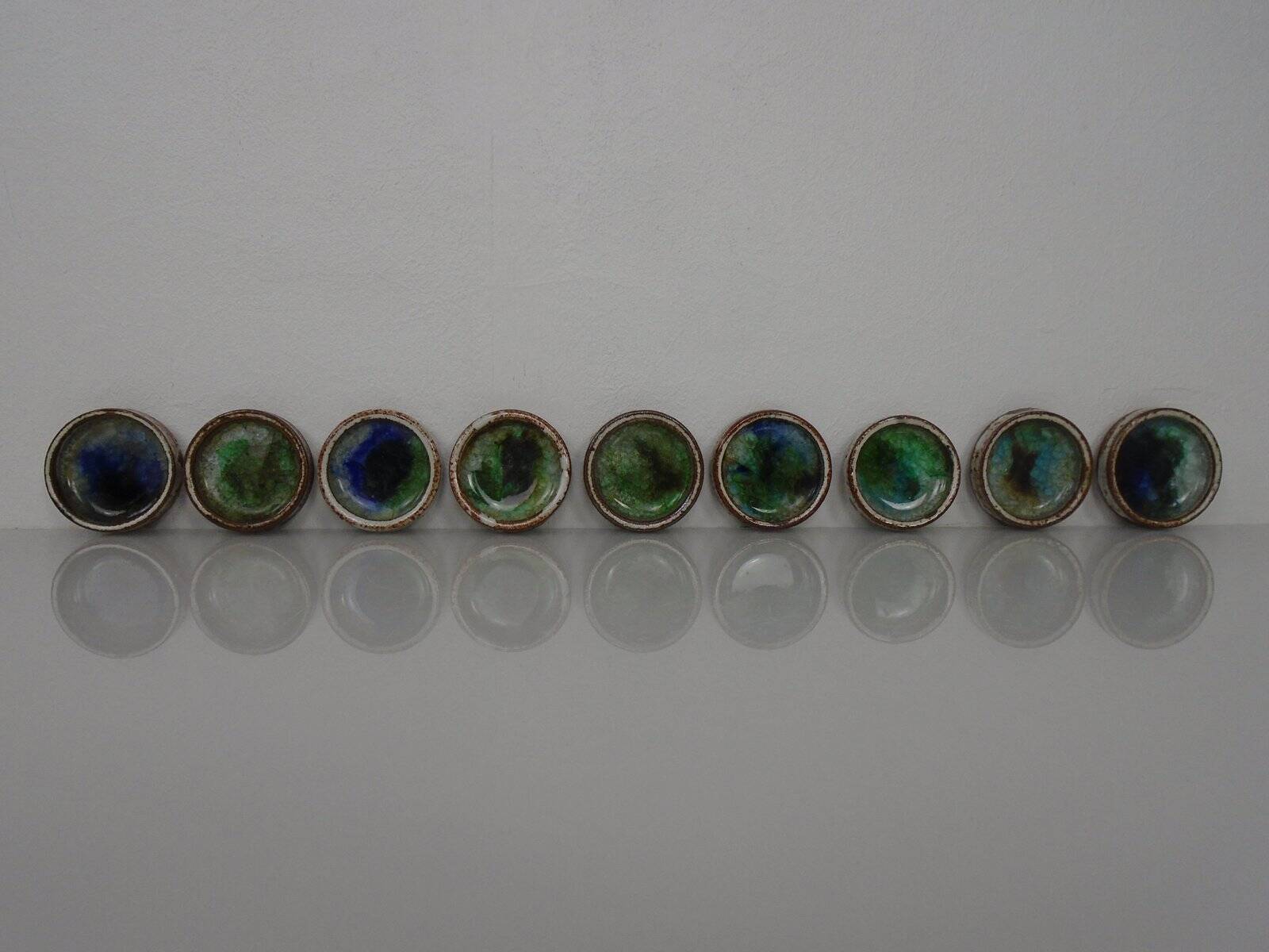 Danish Studio Ceramic Bowls by Jim & Henny Waldorff for Svaneke, 1960s, Set of 9